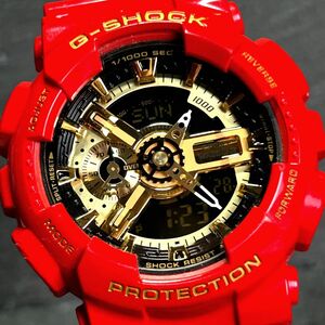 美品 CASIO カシオ G-SHOCK ジーショック GA-110VLA-4A 腕時計 クオーツ アナデジ 多機能 レッド×ゴールド 新品電池交換済み 動作確認済み