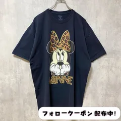 古着 used　Disney　Minnie Mouse　ミニーマウス　半袖プリントTシャツ　レオパード　ヒョウ柄　黒　ブラック