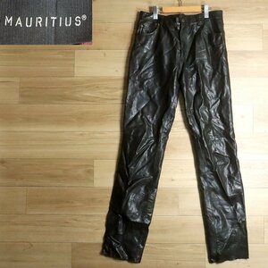 $1T/Y10.14-4　ユーロ古着　MAURITIUS　レザーパンツ　本革　皮パンツ　革パンツ　W33　バイカーパンツ　ライダースパンツ