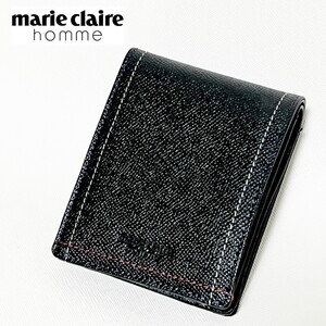 《marie claire homme マリクレール オム》新品 ステッチ使い 上質レザー 2つ折り財布 ウォレット S0246