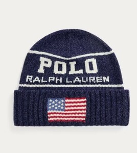 2024aw　新作!!　Polo Ralph Lauren Intarsia-Knit Flag Beanie　ビーニ帽　ロサンゼルスから最新本物をお届け!!