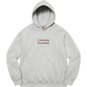 【 L Heather Grey 】 Supreme/Burberry Box Logo Hooded Sweatshirt