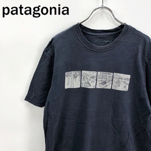 【人気】patagonia/パタゴニア 半袖Tシャツ プリント オーガニックコットン100％ ネイビー サイズM/S5615