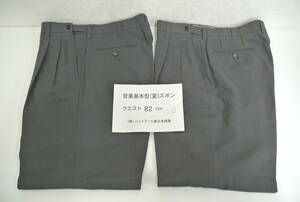 鉄道祭 JR東日本 旧制服 営業基本型 夏ズボン ウエスト82cm -8 2着セット パンツ 2003年 未使用 保管品 コスプレ オフ会 鉄道関連グッズ