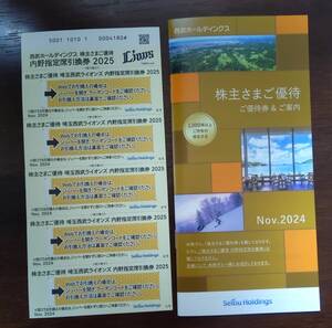 最新　西武ホールディングス　株主優待券(1000株以上)　冊子　内野指定席引換券5枚（有効期限2025年5月31日）