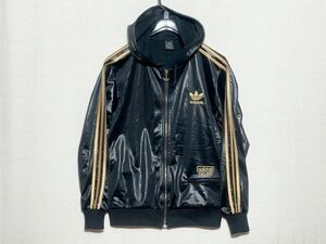 【adidas CHILE62】アディダス チリ ゴールドライン コーティングジャージ パーカー 光沢 サイズS トラックジャケット