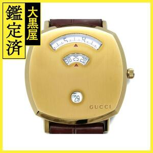 GUCCI　グッチ　グリップウォッチ　157.3　金メッキ/カワ　GP/革　ゴールド　レディース　クォーツ【432】2143200583787