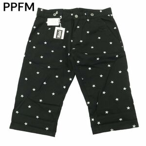 未使用★ PPFM ペイトンプレイス 春夏 スター 総柄★ クロップド パンツ Sz.S　メンズ 黒　A4B03021_6#P