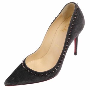 クリスチャンルブタン Christian Louboutin パンプス スパイク スタッズ スウェード シューズ 靴 レディース 37 グレー cg10ms-rm08r06497