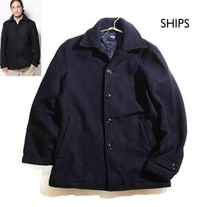 SHIPS AUTHENTIC PRODUCTS シップス オーセンティック プロダクツ メンズ メルトン シングル Pコート S ネイビー 紺 定番