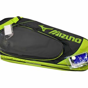 ★タグ付 未使用品 MIZUNO ミズノ ラケットバッグ 6本入れ 63JD700337 ライムグリーン 約40L バドミントン テニス ラケットケース 管理J721