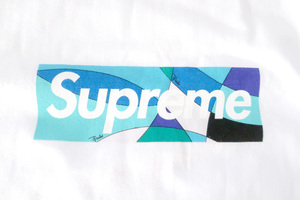 (M)Supreme Emilio Pucci Box Logo TeeシュプリームエミリオプッチボックスロゴTシャツ白/青