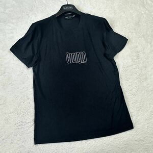 【極美品/希少XL相当/最高級黒タグ】GIORGIO ARMANI ジョルジオアルマーニ 半袖 Tシャツ ビスコース ロゴプリント イタリア製 着心地 夏 50