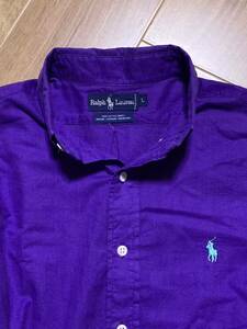 ラルフローレン パープルカラー90s 長袖シャツ　ボタンダウン　polo ralph lauren sport vintage