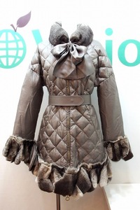 MONCLER モンクレール PREMIERE プレミアライン ファートリム シルク キルティング ダウンコート 1 中古