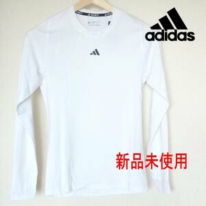 大きいサイズ新品２XL★アディダス adidas 白テックフィット トレーニング長袖Tシャツ/動きやすいロンT ホワイト