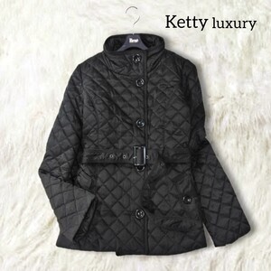 24 【Ketty luxury】 ケティ キルティングコート キルティングジャケット キルト アウター 3 L 黒 ブラック ベルト 中綿 上品 フォーマル 