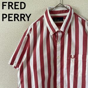 Z1 FRED PERRY ストライプシャツ　半袖　Mメンズ コットン