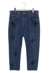 クロムハーツ デニムパンツ U VNTG JEAN BLU/ORNG TAB サイズ:32インチ クロスパッチ付きウォッシュド505デニムパンツ 中古 SS07