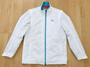 【良品】PUMA＊袖着脱式＊中綿入りジャケット＊白＊M