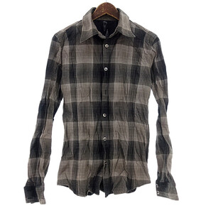 【PRICE DOWN】WJK CHECK SHIRT MODFIED シワ加工 チェック シャツ グレー サイズ メンズM