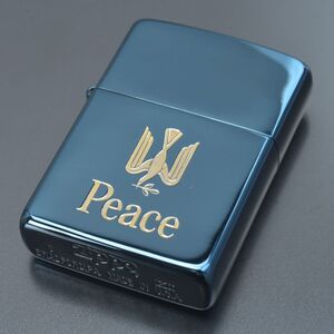 外観美品 ZIPPO PEACE オイルライター 火花確認済 メタルブルー 1996年製 ピース USA製 ジッポ 喫煙 煙草 タバコ #N※A633