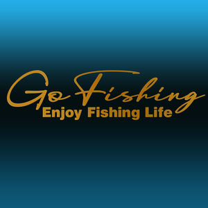 ★Go Fishing！手書き風文字カッティングステッカー Enjoy Fishing Life 金色または銀色選べる　NO593