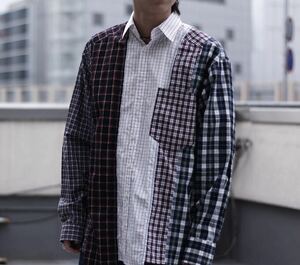 永山瑛太着 kolor カラー BEACON ビーコン 20SS SWITCHING REGULAR COLLAR SHIRT 切り替えシャツ 長袖シャツ チェックシャツ 2