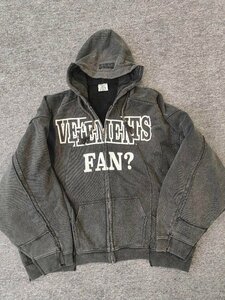 VETEMENTS ヴェトモン FAN DECONSTRUCTED ZIPUP HOODIE ジャケット 上着 パーカ 人気 中古 Ｍ