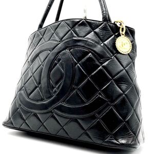 1円〜【極上品】CHANEL シャネル 復刻トート トートバッグ ラムスキン デカココ ココマーク ゴールド金具 マトラッセ ギャランティカード有