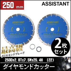 【2枚セット】ASISSTANT■10インチ ダイヤモンドカッター/コンクリートカッター 250mm 乾式/湿式 調整リング付き