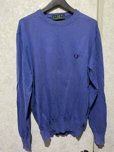 イタリア製　fred perry コットンニット　size M mods 水色クルーネック 長袖ニット