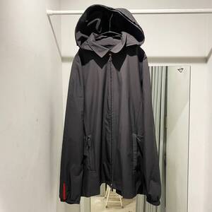 PRADA SPORT プラダスポーツ GORE-TEX NYLON JACKET ゴアテックス ナイロンジャケット フード付き チャコール size50 SGV85【中目黒R11】