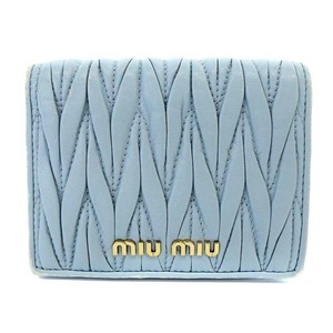 ミュウミュウ miumiu マテラッセ 財布 二つ折り レザー 水色 ブルー 5MV204 /YO8 ■OH レディース