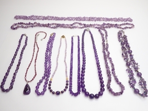 M170　天然石　ネックレス　アメジスト　10点セット　380ｇ　アクセサリー　まとめて　各種色々　Lot of 10 vintage Amethyst Necklace