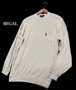 REGAL★リーガル★（L A）コットン100% ヘンリーネック 薄地ニット 長袖トップス/ライトベージュ系 ヴィンテージ 