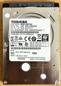 東芝　500GB　2.5インチHDD　MQ01ABF050　①