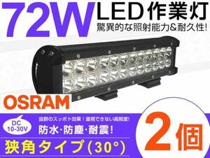 大人気！72W ワークライト 作業灯防水 防災 漁船 船 倉庫 集魚灯 夜釣り OSRAM LED搭載 6480lm DC12 24V 送料無料 2個セット/207B