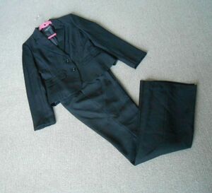 ■大きいサイズ13号AR/CAKFIT パンツスーツ■黒×ストライプ