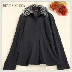 R125 シャツジャケット　襟ボア　豹柄　グレー　DEAN ＆DELUCA