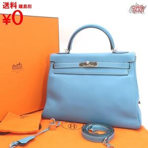 買蔵 HERMES エルメス ケリー32 内縫い シルバー金具 2002年 □F刻印 トリヨン ブルージーン