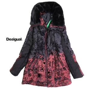 デシグアル Desigual お洒落 フロッキープリント パデッド コート EUR 36