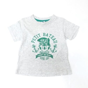 【中古】プチバトー PETIT BATEAU コットン クルーネック 半袖Ｔシャツ メランジグレー【サイズ4ans/104cm】