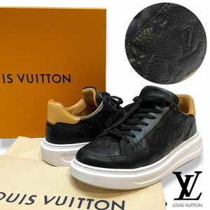 良品 LOUIS VUITTON ルイ・ヴィトン LD0260 ビバリーヒルズ ライン エンボス ロゴ LV モノグラム スニーカー ローカット シューズ 正規品