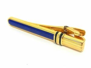 ■美品■ MONT BLANC モンブラン ネクタイピン タイクリップ アクセサリー ビジネス 紳士 メンズ ゴールド系×ブルー系 DF2871