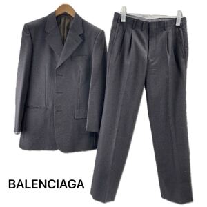 【1円〜】BALENCIAGA バレンシアガ　 セットアップ　 ジャケット　パンツ　ダークグレー　ネーム入り　メンズ【TU00257】