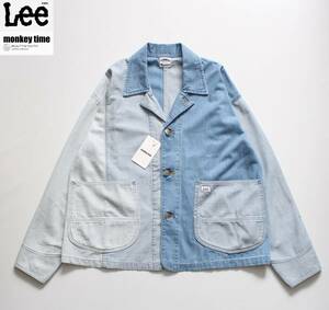 未使用【 Lee × モンキータイム 別注 】カバーオール デニム ジャケット S クレイジー LB0388 定価¥22,000 パッチワーク 91-J ワイド