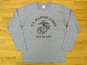 U.S. MARINE CORPS 杢グレー 5.6oz 長袖Tシャツ 黒 L ミリタリー USMC海兵隊 マリーン