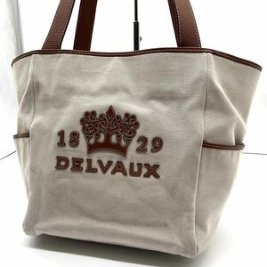 美品 デルヴォー DELVAUX トートバッグ ディライト Delight Tote 1829 キャンバス レザー ロゴ 大容量 肩掛け 2way レディース かばん