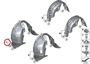 BMW MINI(ビーエムダブリュー ミニ)ＦフェンダーライナーＲＨ　純正品 新品F54　51717346036